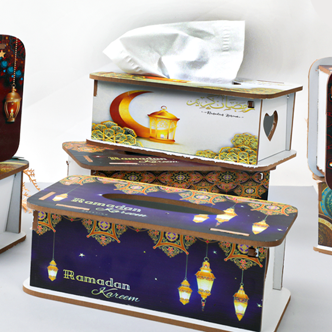 Ramadan Wooden tissue box   علبة محارم خشب رمضان