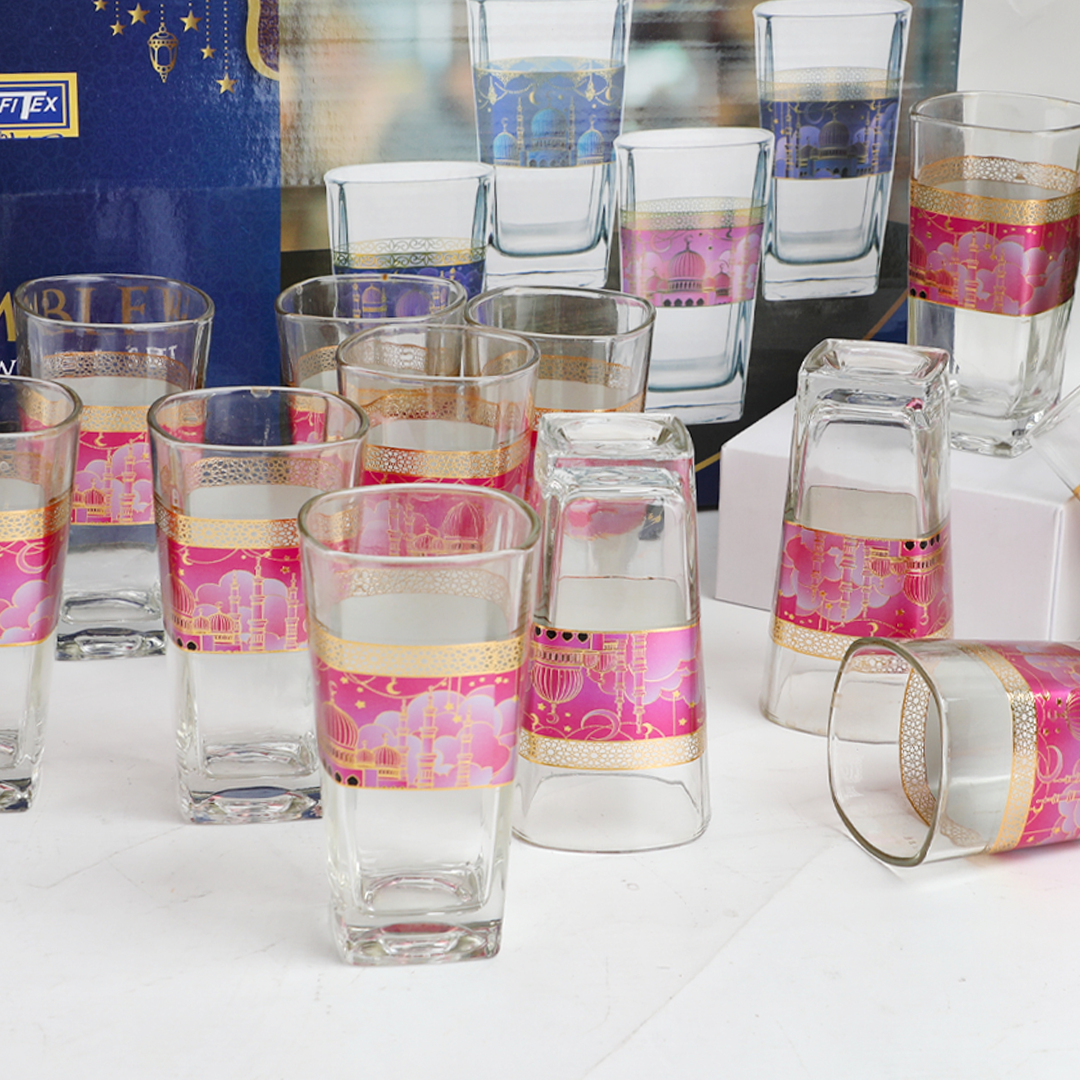 GLASS JUICE CUP RAMADAN SET طقم كاسات عصير  رمضان