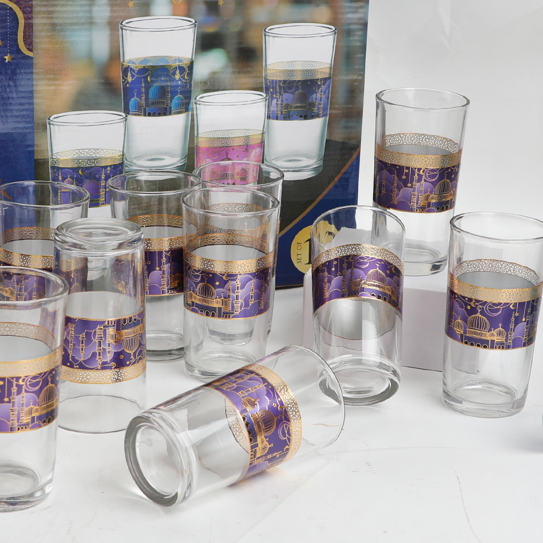 GLASS JUICE CUP RAMADAN SET طقم كاسات عصير  رمضان